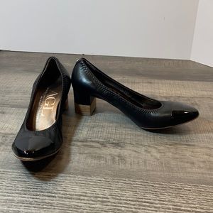 AGL black leather stacked heel shoes size 38 1/2